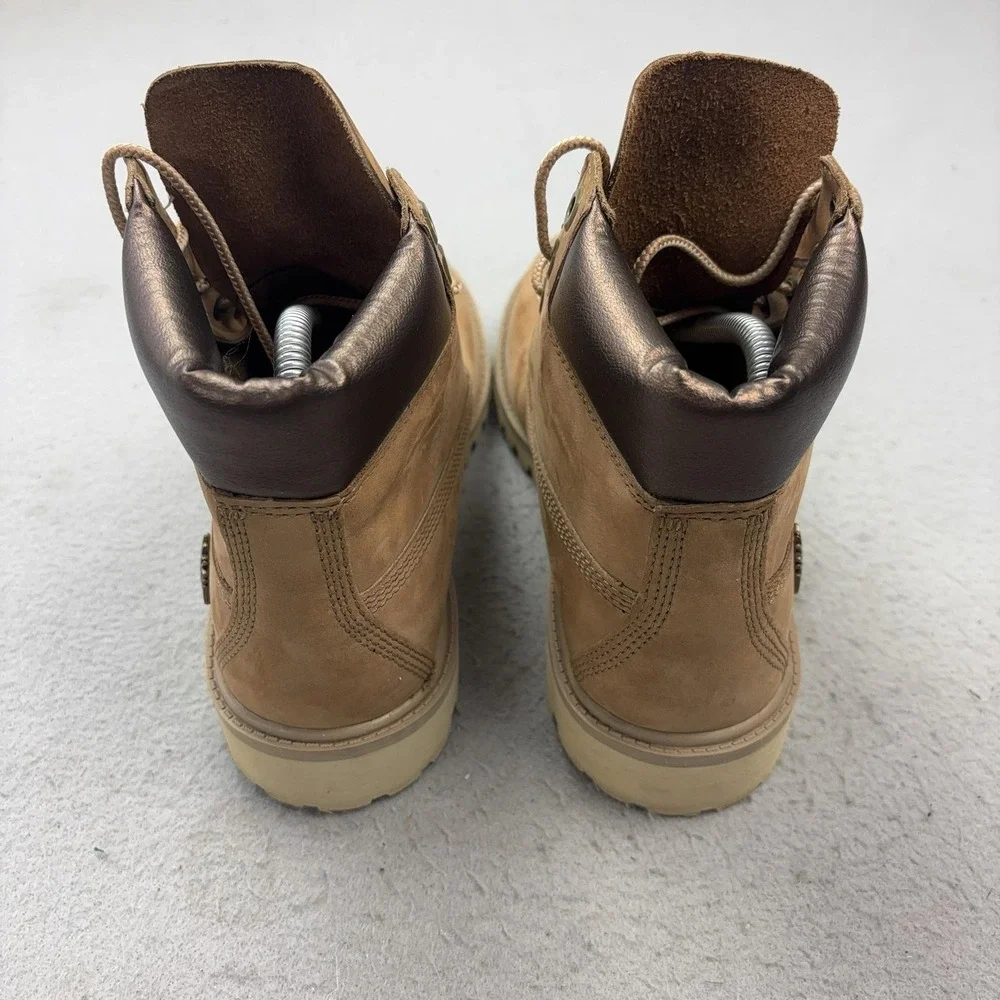 Timberland Boots Boys Size 5 Brown Nubuck Leather Waterproof Winter A11C4